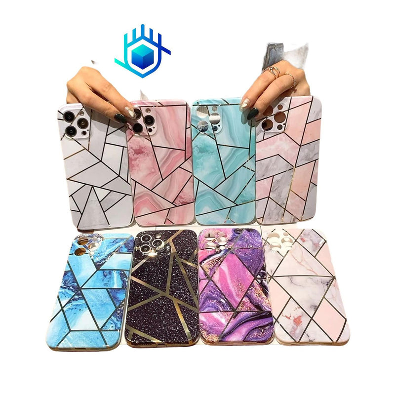 Funda Para iPhone Marmol + Mica Mujer Case Ligera Protector