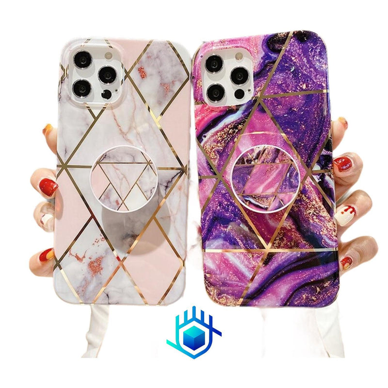 Funda Para iPhone Marmol + Mica Mujer Case Ligera Protector