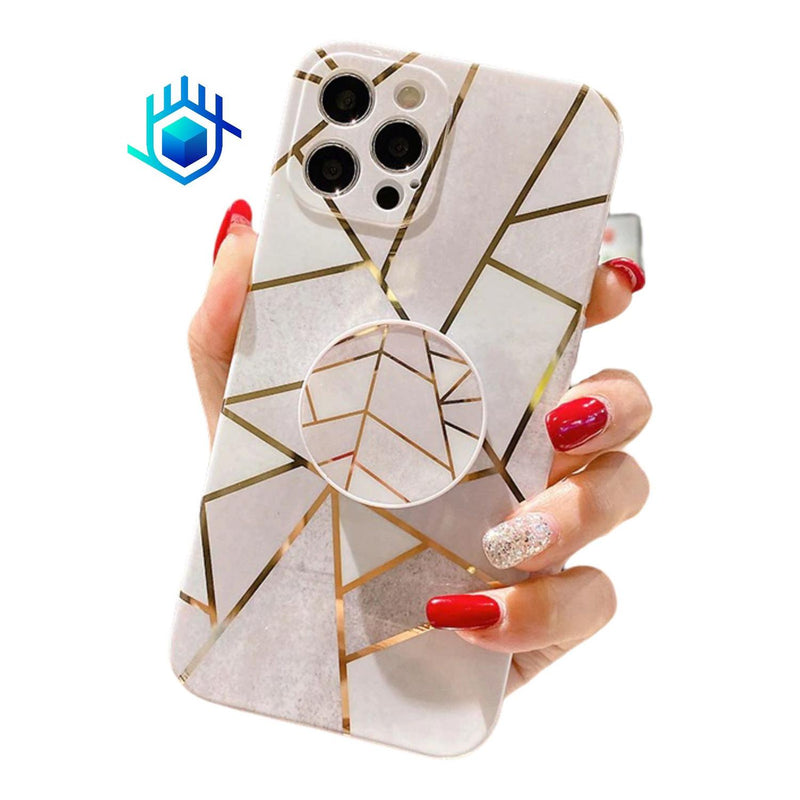 Funda Para iPhone Marmol + Mica Mujer Case Ligera Protector