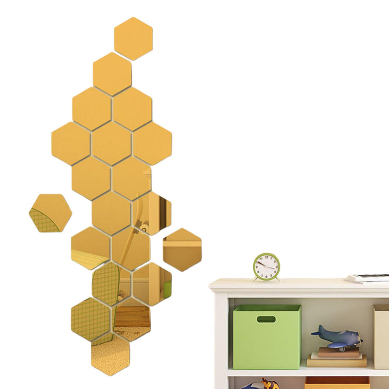 12pzs Acrilico Grande Decorativo Espejo Hexagonal Adhesivo