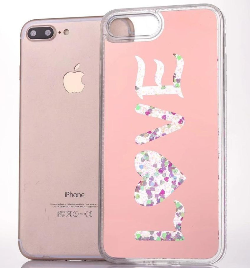 Funda iPhone Dream Love Espejo Liquido Mujer Dama Piedras 3d