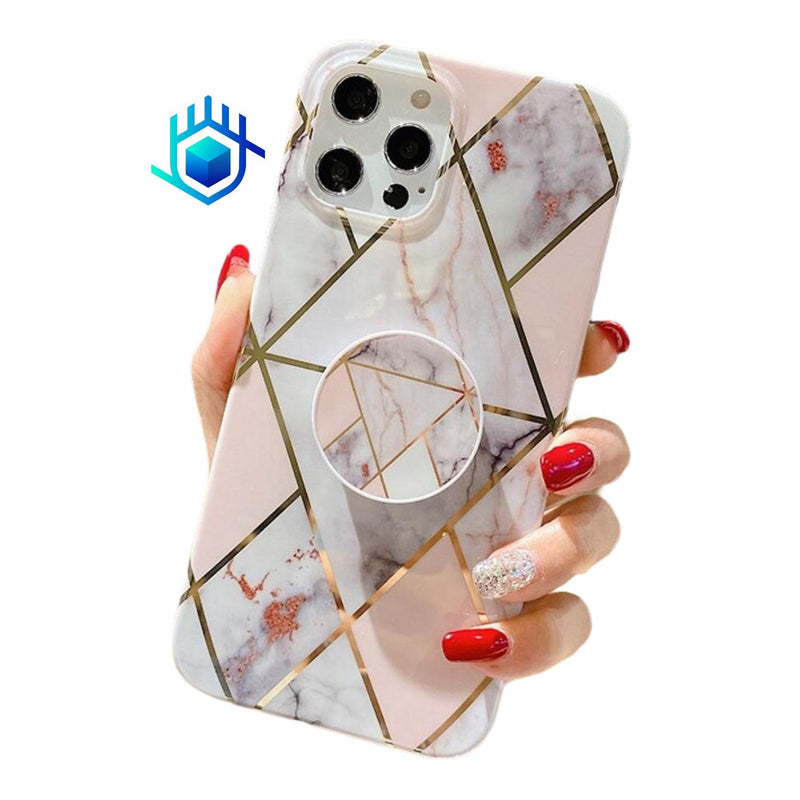 Funda Para iPhone Marmol + Mica Mujer Case Ligera Protector