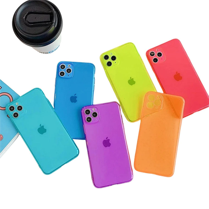 Funda Goma Neon para iPhone 14 Pro Max + Mica Hombre Mujer