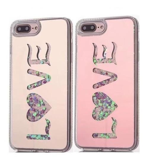 Funda iPhone Dream Love Espejo Liquido Mujer Dama Piedras 3d