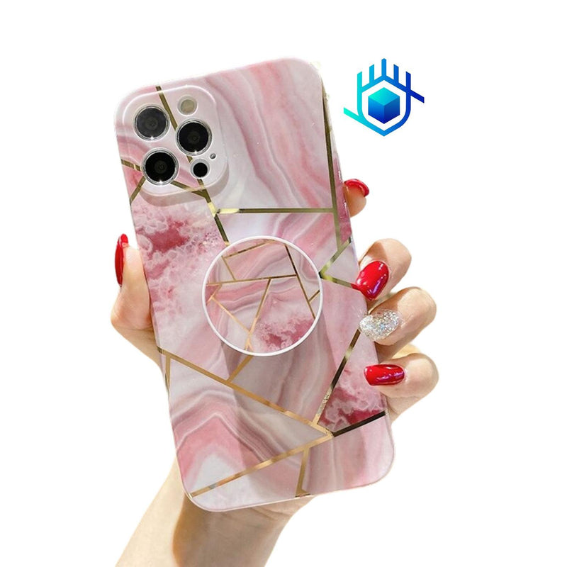 Funda Para iPhone Marmol + Mica Mujer Case Ligera Protector