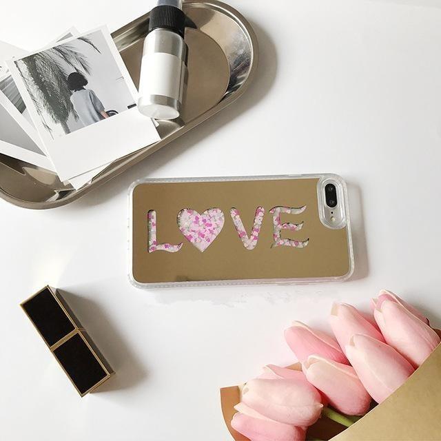 Funda iPhone Dream Love Espejo Liquido Mujer Dama Piedras 3d