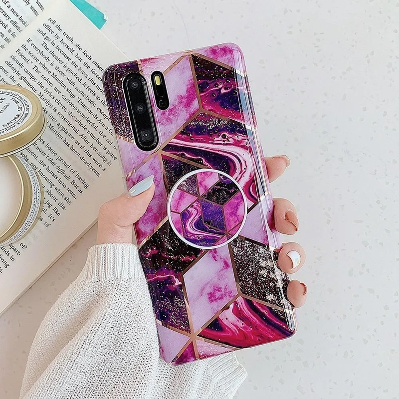 Funda Geometria Compatible Con Huawei Marmol Mujer Protector